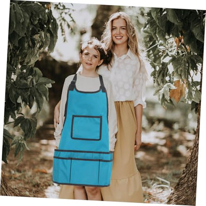ORFOFE Gardening Apron with Multi-pocket Tool Storage Sleeveless Work Apron for Men and Women Sky-blue Artist and Garden Toolkit Protector for Clean Clothes