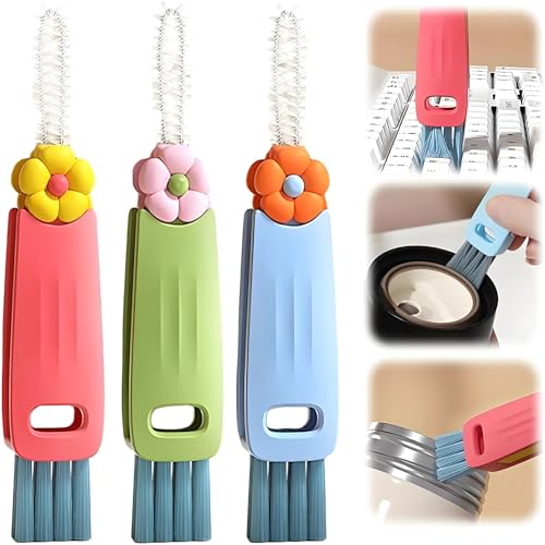3 in 1 Cup Lid Cleaning Brush, Cup Lid Cleaning Brush Brush for Bottle Gap Tight Spaces, Lid Cleaning Brush 3 Pack Multifunctional Bottle Cleaning Tools