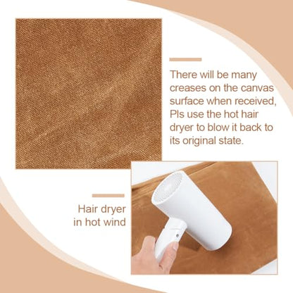 MAYJOYDIY 2 Yards Camel Cotton Waxed Canvas Fabric 55.9~58.3inch Wide Waxed Oilskin Cloth Waterproof Canvas Fabric by The Yard for Seat Cover Canopy Tent Bag Crafts DIY - color: Camel
