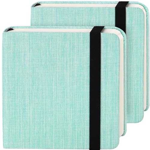 Funto Hot Press Watercolor Journal 2 Pack, 4.7”x4.7” 48 Sheets Total, 100% Cotton Smooth Paper 300gsm/140lb, Acid-Free Sketchbook Set for Artists & Illustration - color: Light Green