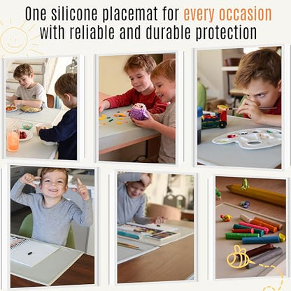 Silicone Craft Mat for Painting, PlayDoh and Art Projects with Angle-Protective Safety Edge – Toddlers & Kids Placemat – Non-Slip & BPA-Free Food Mat – 1.5mm Thick, 24"x16", Vanilla Cream - color: Vanilla Cream, size: 24"L x 16"W