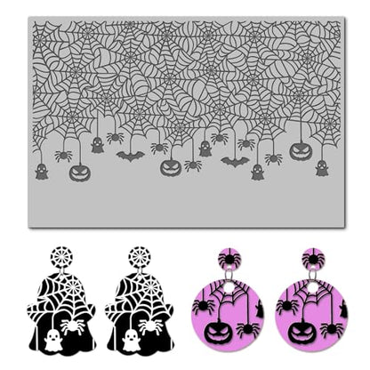 Halloween Polymer Clay Texture Mat - Spider Web Texture Sheet for Polymer Clay Jewelry Making, Earring Charms, DIY Craft Supplies - style: Spider Web