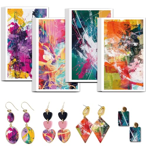 OLYCRAFT 24Pcs Bright Paint Clay Transfer Paper 4 Styles Abstract Painting Transfers Papers Transfer Paper for Polymer Pigment Splatter Clay Transfers Sheets for Clays Earrings Jewelry Art Making - color: Bright Paint