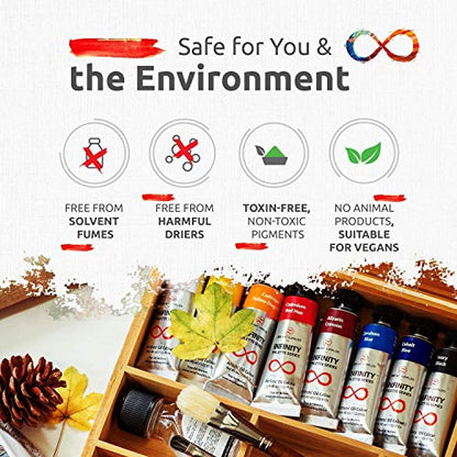 ZenART Non-Toxic Oil Paint Set for Professional Artists - 3 x 8 x 45ml Tubes - Bundle of Portrait, Essential and Impressionist Palette of Eco-friendly Paint with Exceptional Pigment and Lustrous Sheen