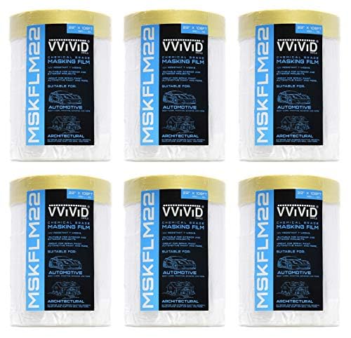 VViViD Chemical Grade Heavy-Duty Self-Adhesive Tape and Drape Masking Film Plastic Drop Cloth (12 Pack (22" x 108ft)) - size: 12 Pack (22" x 108ft)