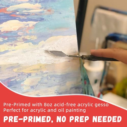Simetufy 12 x 12 inch 12 Pack Painting Canvas Boards- Gesso Primed Acid-Free 100% Cotton Canvas Panels for Acrylics Oil Watercolor Tempera Paints - size: 12"x12"