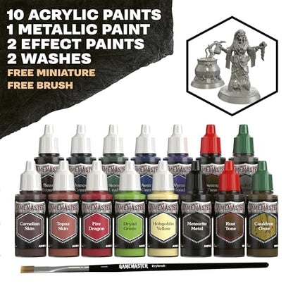 The Army Painter GameMaster: Wilderness Adventures Role-playing Paint Set, 15x18 ml Warpaints Fanatic Acrylic, 1 GameMaster Drybrush, 1 FREE Hard-plastic snap-fit Hag Miniature - color: Wilderness Adventures Paint Set