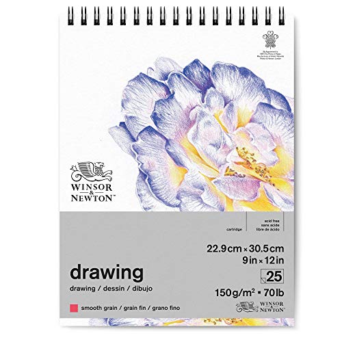 Winsor & Newton Classic Drawing Paper Pad, 9" x 12", 25 Sheets, 150gsm, Wired, Natural White - style: 9" x 12"