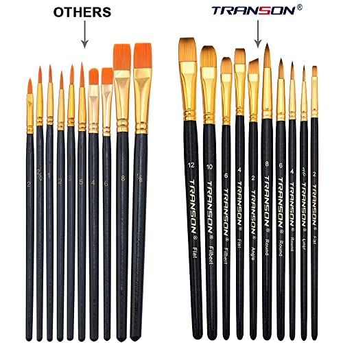 Transon 20pcs Artist Painting Brush Set for Acrylic Watercolor Gouache Hobby Craft Face Rock Painting Black and White Color - color: Black and White