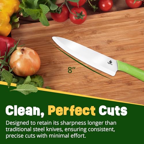 Durable Ceramic Knife for Chopping Vegetables & Fruits, 8” Non-Reactive and Professional Ceramic Chef Knife for Clean Cutting, Rust-Proof Sharp Blade with Ergonomic Handle, Gift-Ready Kitchen Knives - style: 8 inch