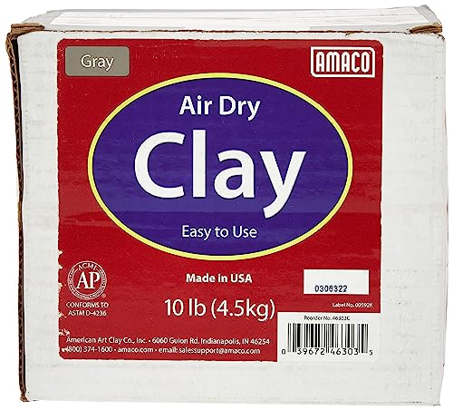 AMACO 4630-3C Air Dry Modeling Clay, 10-Pound, Gray (Pack of 2) - size: Pack of 2