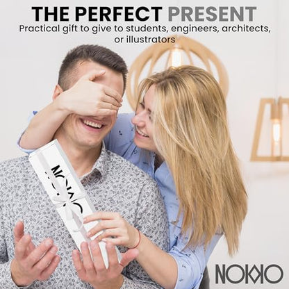 NOKKO Architectural Scale Ruler Set with Engineer Scale and Metal Ruler, 12 Inch Aluminum Drafting Rulers for Blueprints, Engineering Drawings and Floor Plans