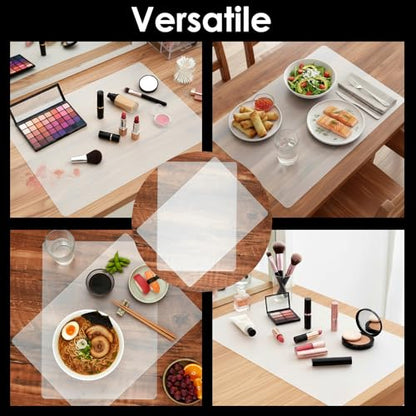 2 PCS Clear Silicone Mat for Kitchen Counter, 14.2”x 10.2” Thick Silicone Counter Mat Nonskid Heat Resistant Countertop Protector Liner Non Stick Pastry Baking Placemats, Easy to Clean (Translucent)