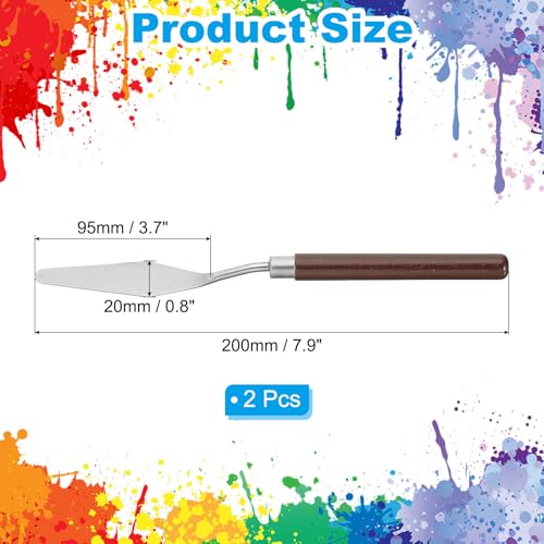PATIKIL Art Spatula, 2 Pcs No.4 20mm Stainless Steel Flexible Palette Knife Painting Knife Painting Spatula Oil Painting Mixing Scraper with Wood Handle for Canvas Acrylic Painting, Red - style: No.4
