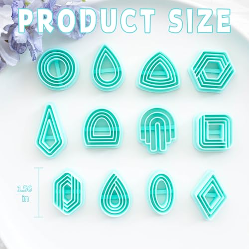 Tainsky Organic Shapes Clay Cutters for Polymer Clay Jewelry, 12 Shapes Basic Shapes Polymer Clay Cutters for Earrings - color: Basic-C