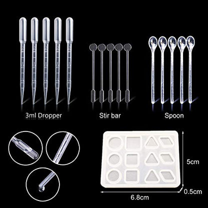 Seasonsky Silicone Resin Kits Assorted Style, 12 PCS Jewelry Casting Molud, 15 PCS Making Tools, Stud Earring and Eye Screw Pins for Jewelry Craft Making