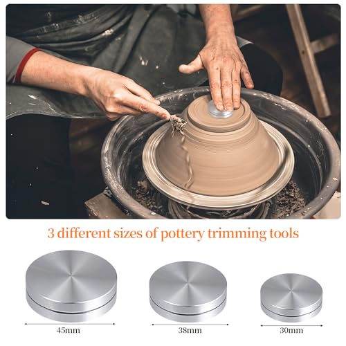 3 Pack Ceramic Clay Pottery Throwing Trimming Spinner Tool, Clay Ceramic Rotary Rotary Clay Small Tools Suitable for Potters and Clay Artists (30mm/38mm/45mm)