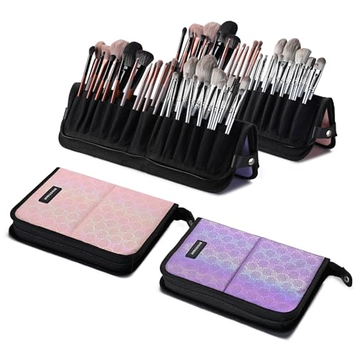 BYOOTIQUE Makeup Brush Holder Bag Foldable Cosmetic Case ForgetMeNot 2 Pack - color: ForgetMeNot Assorted