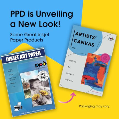 PPD Printable Fabric Sheets, Canvas Paper for Inkjet Printer, 8.5x11" Photo Fabric Printer Sheets, Print on 100% Real Cotton, Matte Finish, No Watermark, 340 gsm 125 lbs (10 Sheets) - size: 10 Sheets (LTR 8.5 x 11"), style: Canvas
