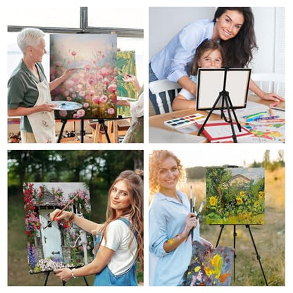 AROIC 4 Pack Painting Display Easel Stand Portable Adjustable Metal Tripod Artist Canvases Height from20to66Inch Extra Sturdy forTable-Top/Floor Painting, Drawingand Displaying,Black with4Storage Bag - style: 4P