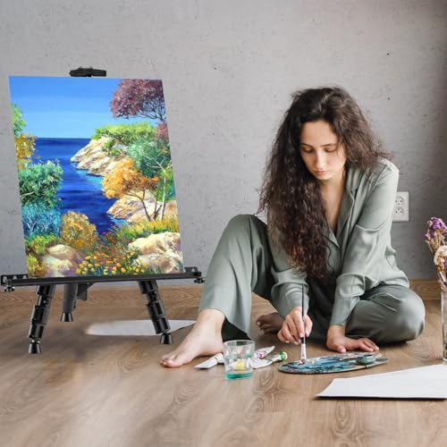 Art Easel for Painting and Display – Adjustable Floor 66 Inch Folding Metal Easel Stand for Sign - Table Top Canvas Stand - Portable Drawing Paint Heavy Duty for Artists Adults Holder or Teen - style: 66B 1-Pack