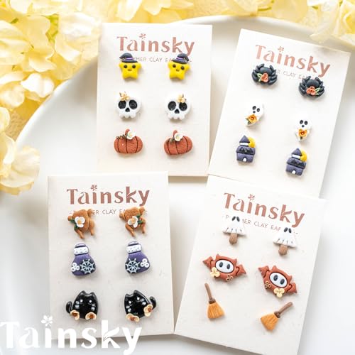 Tainsky Halloween Polymer Clay Cutters, 22 Shapes Halloween Studs Clay Earrings Cutters (Studs-B) - color: Studs-B