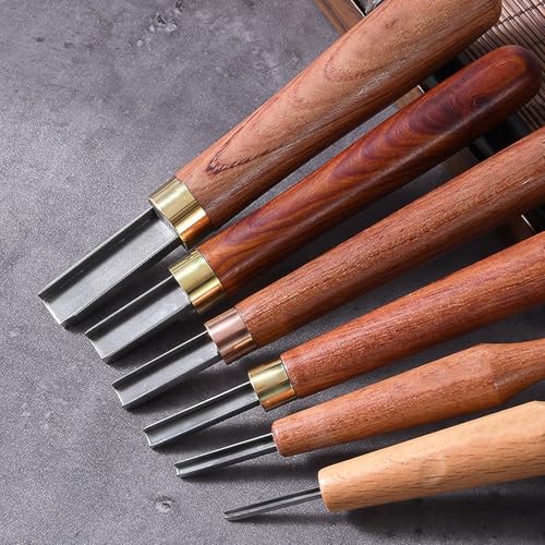 Professal 6-Piece Woodcut Printmaking Knife Set - Ergonomic Carving Tools for Woodblock Art, Comfortable Grip Relief Printing Chisels, Perfect for Artists and Crafters