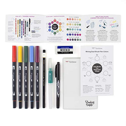 Tombow 56198 Watercolor Set. Includes Dual Brush Pens, Water Brush, Blending Palette, Guide, and More. Perfect for Beginner Watercolor Art!