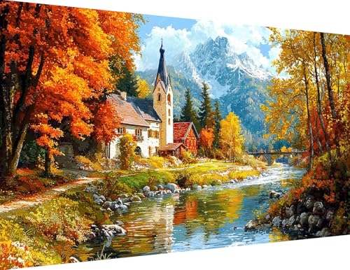 igoodom Large Diamond Art Kits for Adults, Landscape Large Diamond Painting Kit, Full Drill Round Big Diamond Art Kits, DIY Gem Art and Crafts for Home Wall Decor Gift 27.5 X 15.7inch - color: MZ1868