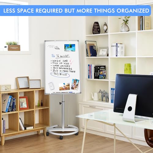 Mobile Whiteboard – 36 x 24 inches Portable Magnetic Dry Erase Board, 3' x 2' Stand Easel White Board Dry Erase Easel Standing Board with Flipchart Hooks - color: White, size: 24"W x 36"H