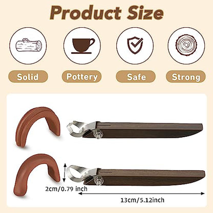 Therwen 2 Pcs Mug Handle Carving Tool, Pottery Handle Making Tool, Clay Extruder Trimming for Ceramic Tea Cup Mug Utensil Vase Clay Cutters Sculpture Craft(Classic Style) - color: Classic Style