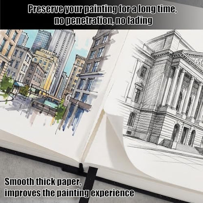 Hardcover Sketch Book, 110lb/180GSM Sketchbook for Drawing Painting, 160 Pages/80 Sheets Sketch Pad, 8.5×11 in Drawing Book Art Supplies for Teens, Adults, Artists - size: 8.5×11 Inch (1 Pack)