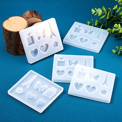 Craftdady 10pcs Pendant Silicone Mold 6 Shapes Butterfly Eiffel Tower Heart Flower Perfume Bottle Epoxy Resin Casting Mold for DIY Resin Jewelry Dangle Earring Keychain Making - color: Transparent, Mixed 6 Shapes