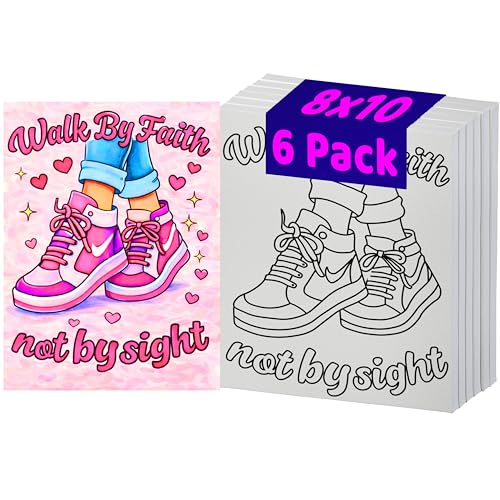 6 Pack 8x10 Walk By Faith Sneakers Canvas Painting Pre-Sketched Stretched Canvases Christian Paint Night Beginner Paint Party Activity