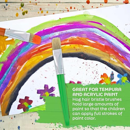 U.S. Art Supply 10-Piece Fat Hog Bristle Brush Set - Large Chubby Paint Brushes, Classroom Paint Brushes for Crafts, Tempera & Acrylic Painting, Ideal for Beginners & Students