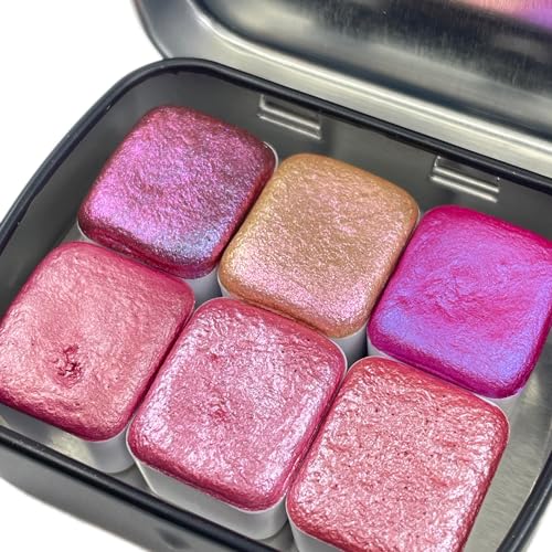 IUILE Handmade Watercolor Paints - Pink Half Pan Set (6 colors) - color: Pink