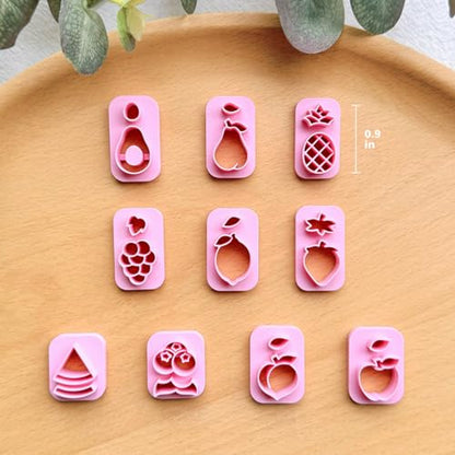 Keoker Fruit Clay Cutters, Studs Polymer Clay Cutters, 10 Shapes Fruit Clay Earrings Cutters, Strawberry Clay Cutter, Clay Cutters for Earrings Jewelry Making - color: Fruit
