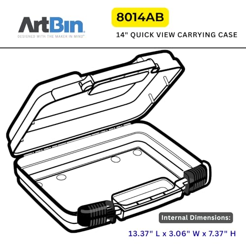 ArtBin 8014AB 14 Inch Quick View Carrying Case - 14 in. x 3.375 in. x 10.25 in., Lockable Art and Craft Supply Storage with Latches and Handles, Portable, Clear - size: 14 inch - Standard
