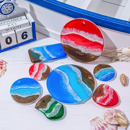 YODOYO 31-Cavity Silicone Resin Mold Set, Flat Circle, Square and Oval Keychain Molds, Round Earring with Hole and Jewelry Casting Molds for Epoxy Resin, DIY Pendant, Necklace, Pet Tag Mould