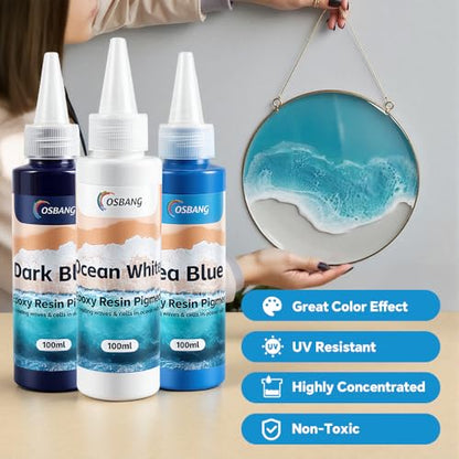 Sea Blue Epoxy Resin Pigment 100ml/3.4 fl.oz, High Concentration Liquid Colorant for Resin Art, Ideal for Creating Waves, Cells, and Unique Ocean DIY Crafts - color: Sea Blue
