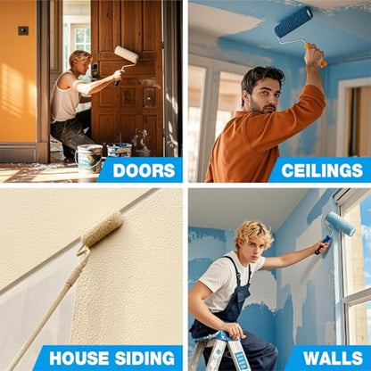 King Origin 9 Inch Microfiber Paint Roller Covers, 1/2" Nap, 12-Pack Paint Rollers for Wall & Ceiling Painting, Professional & Home Use - size: 9",12 Pcs,microfiber