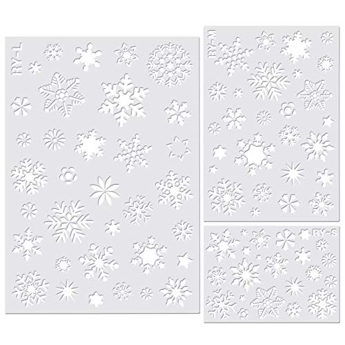 Jmkcoz Christmas Snowflake Stencil Template, Reusable Plastic Craft Drawing Painting Stencil Journal Template for Window Glass Wall Door Card Scrapbook Notebook Holiday Xmas Snow Flake Art DIY Project