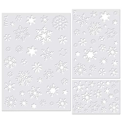 Jmkcoz Christmas Snowflake Stencil Template, Reusable Plastic Craft Drawing Painting Stencil Journal Template for Window Glass Wall Door Card Scrapbook Notebook Holiday Xmas Snow Flake Art DIY Project