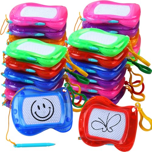 24 Pack Mini Magnetic Drawing Board for Kids, Small Magnetic Doodle Board Set Backpack Keychain Clip Drawing Board, Erasable Sketch and Painting Pad for Party Favor, Boys and Girls(6 Colors) - color: 24 Pack