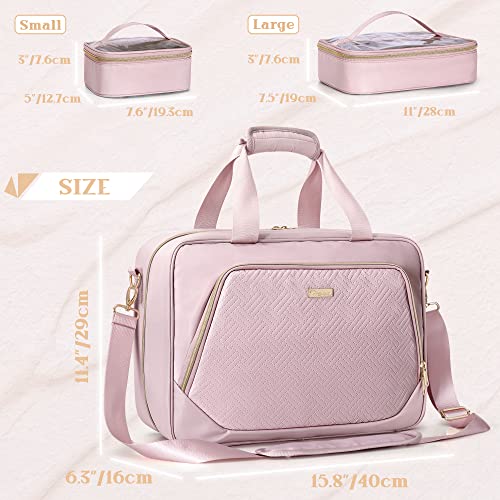 Professional Makeup Artist Travel Case with 4 Detachable Cosmetic Bags, Large Make up Organizer Bag with Makeup Kit Storage Section and Hair Tools Pocket, Pink (Empty Bag Only) - color: Pink