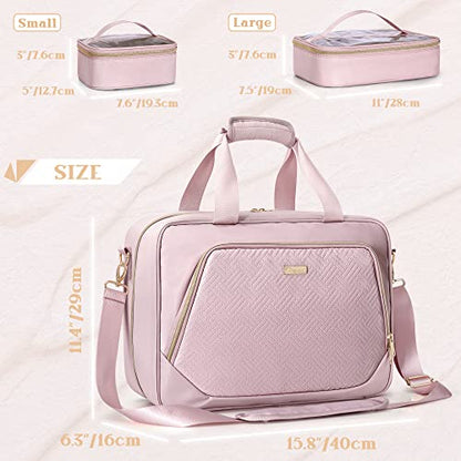 Professional Makeup Artist Travel Case with 4 Detachable Cosmetic Bags, Large Make up Organizer Bag with Makeup Kit Storage Section and Hair Tools Pocket, Pink (Empty Bag Only) - color: Pink