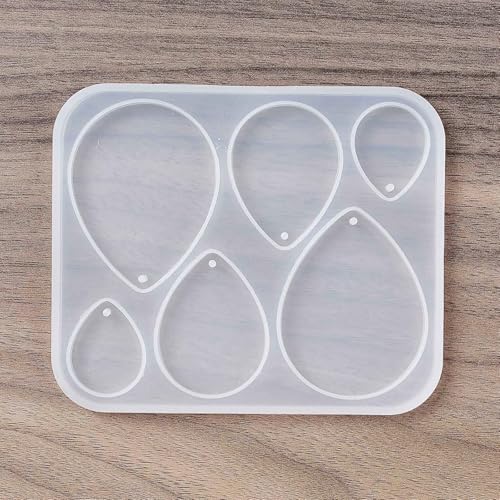 1PC Teardrop Pendant Silicone Molds Resin Epoxy Casting Molds for Earring Necklace Keychain Charms Pendants Jewelry Making DIY Gem Cabochon Craft Supplies White 109x90x5.5mm - color: White-10