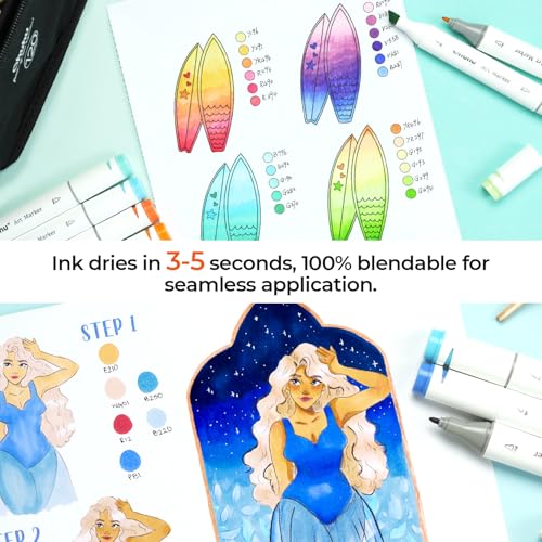Ohuhu Markers + Bleedproof Marker Pad 5.5"x8.5"