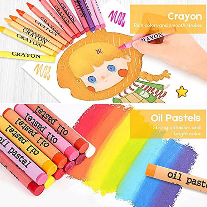 iBayam Stocking Stuffers for Adult, Art Supplies, Arts and Crafts for Artist, Office Supplies, Art Set Case with Trifold Easel, Sketch Pads - color: Purple