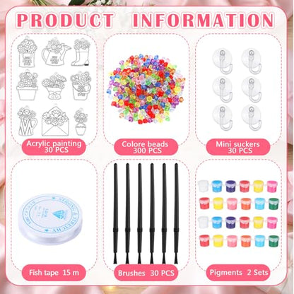 WinnerWhy 30 Pcs Mother's Day DIY Suncatcher Ornaments, Bulk Craft Kits for Adults, Acrylic Light Catcher Decorations with Mom Themed Designs for Mother's Day Projects, Parties, Group Activities - style: Mother’s Day